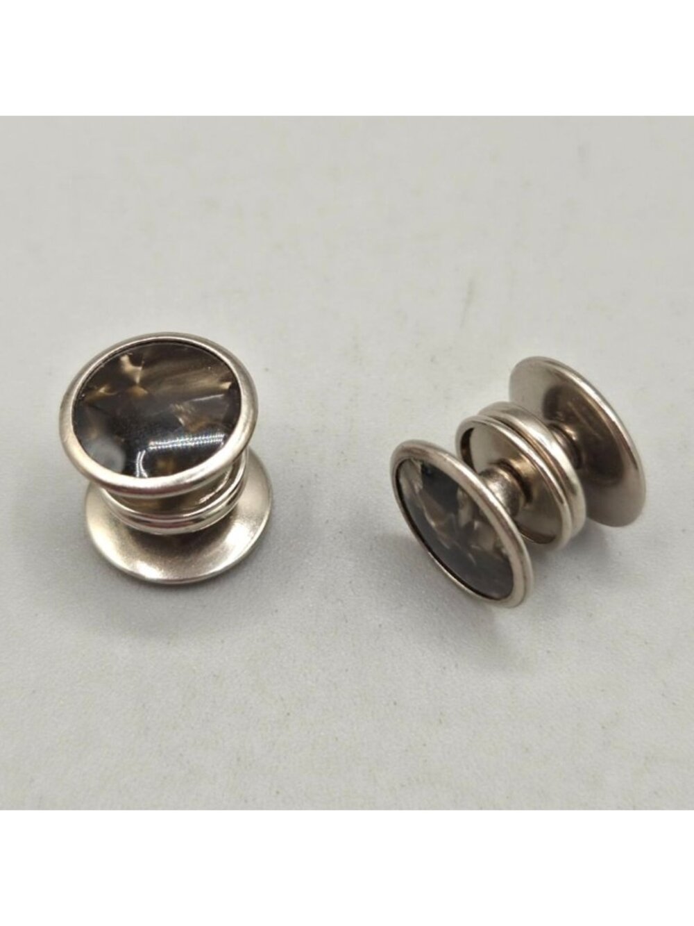 Vintage Tuxedo Shirt Studs Buttons Black Mother of Pearl Center Classic Style